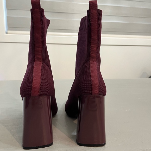 Lulu's Felicia Wine Ribbed Knit Pointed Toe Sock Boots | 7 - Picture 6 of 10